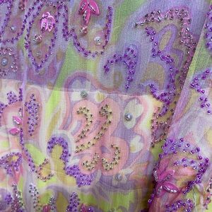 Vintage pink and yellow beaded formal